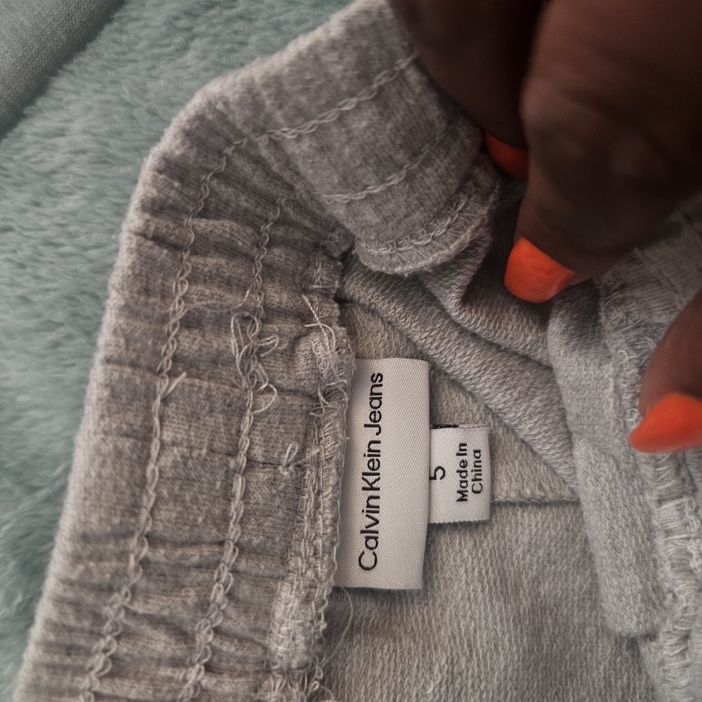 Calvin Klein Gray and Pink Short Sleeve Jogger Set with Rainbow Detail - Picture 5 of 8